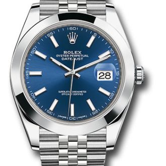 Datejust 41 41mm Smooth Blue Stick Dial Jubilee 126300 2022 - Replica