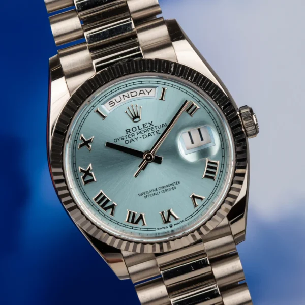 President 128236 Platinum Ice Blue Roman Dial 2022 - Replica - Image 2