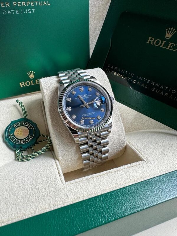 Rolex DateJust Blue Benzel Diamond Zin Size 36mm - Replica - Image 2