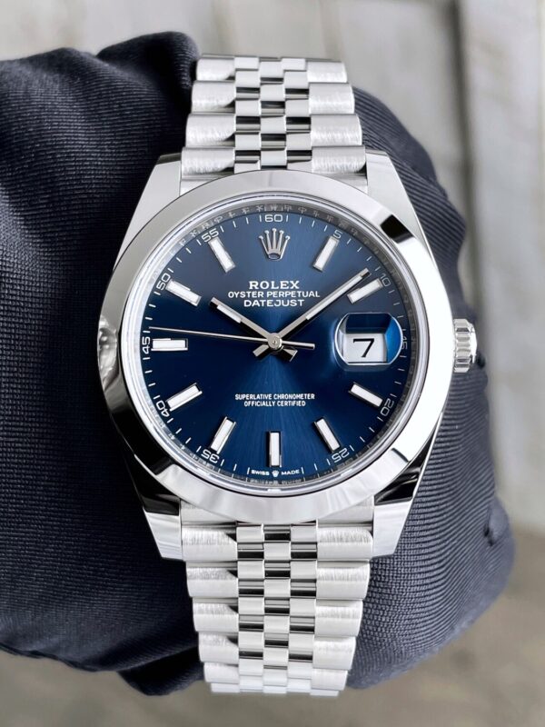 Datejust 41 41mm Smooth Blue Stick Dial Jubilee 126300 2022 - Replica - Image 5