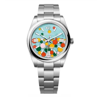 Rolex Oyster Perpetual 41, Oystersteel, 41mm, Turquoise Celebration Motif Dial, Ref# 124300-0008 Watch - Replica