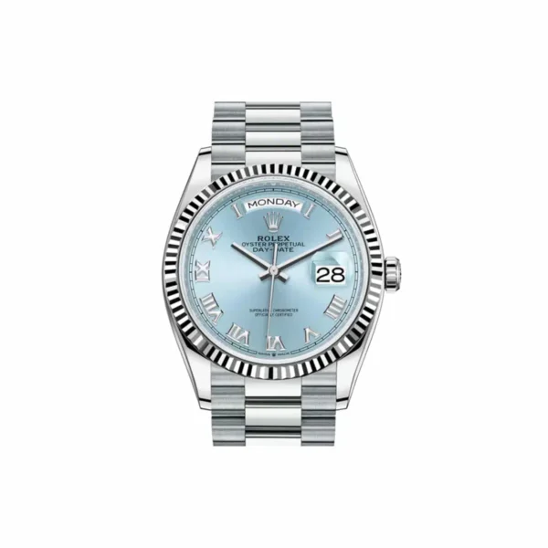 President 128236 Platinum Ice Blue Roman Dial 2022 - Replica - Image 5