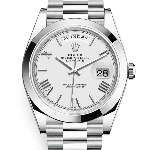 Rolex Day Date 40 Silver Dial Automatic Men’s Platinum President Watch - Replica - Image 2