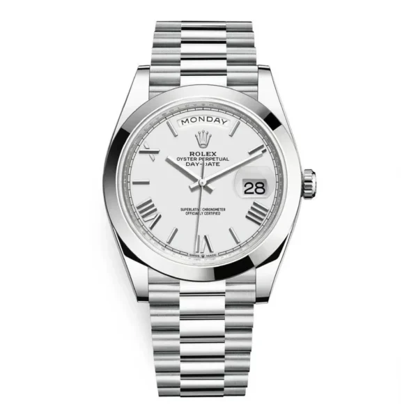 Rolex Day Date 40 Silver Dial Automatic Men’s Platinum President Watch - Replica