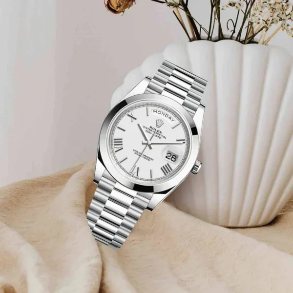 Rolex Day Date 40 Silver Dial Automatic Men’s Platinum President Watch - Replica - Image 3