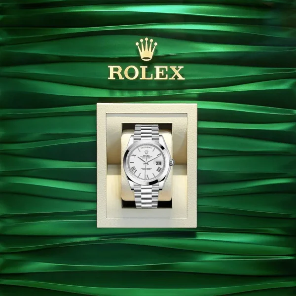Rolex Day Date 40 Silver Dial Automatic Men’s Platinum President Watch - Replica - Image 4