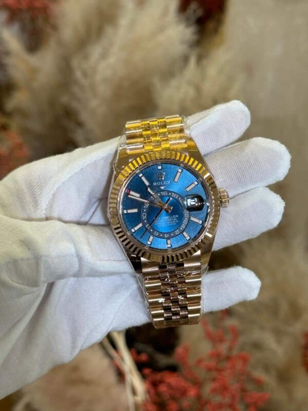 Rolex Sky Dweller 42mm 336935 Rose Gold Blue Green Dial Jubilee Bracelet - Replica - Image 2