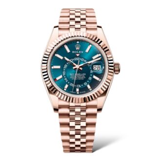 Rolex Sky Dweller 42mm 336935 Rose Gold Blue Green Dial Jubilee Bracelet - Replica