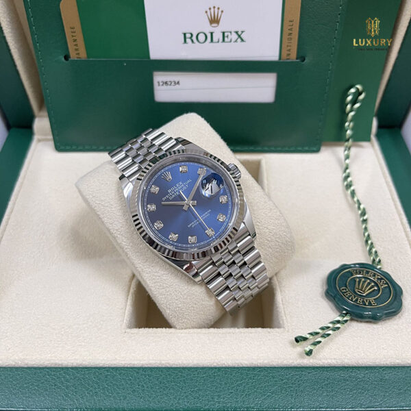 Rolex DateJust Blue Benzel Diamond Zin Size 36mm - Replica - Image 4