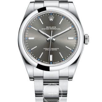 Oyster Perpetual 39 mm Stainless Steel Automatic Dark Rhodium Dial - Replica