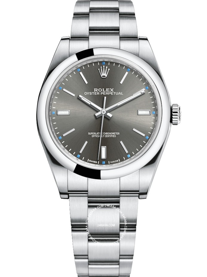 Oyster Perpetual 39 mm Stainless Steel Automatic Dark Rhodium Dial - Replica