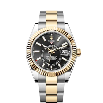 Rolex Sky-Dweller, 42mm, Oystersteel and 18k Yellow Gold, Black, Oyster, Ref# 336933-0003 Watch - Replica