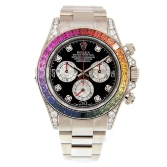 Rolex Cosmograph Daytona Chronograph Rainbow Diamond Black Dial Watch - Replica