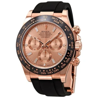Cosmograph Daytona Pink Diamond Dial Men's Chronograph Oysterflex Watch - Replica