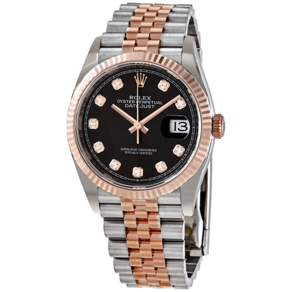 Rolex Datejust 36 Dark Rhodium Diamond Dial Men’s Steel and 18K Everose Gold Oyster Watch 126201DRRDO - Replica - Image 2