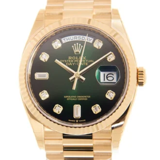 Rolex Day-Date 128238 36mm Yellow Gold President Green Ombré Diamond Dial Watch - Replica