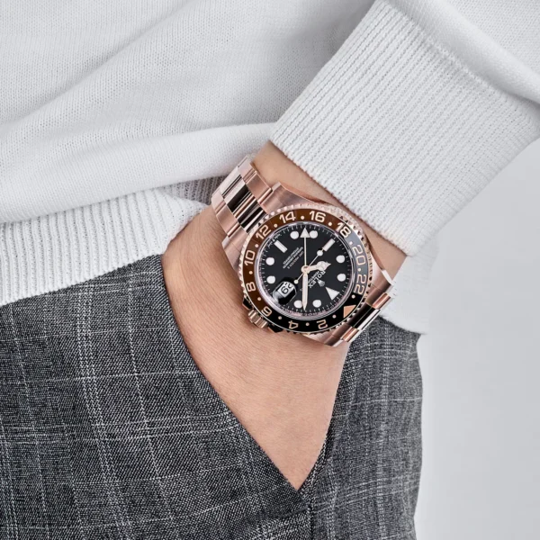 Rolex GMT Master II Black Brown Root Beer Rose Gold Mens Watch - Replica - Image 2