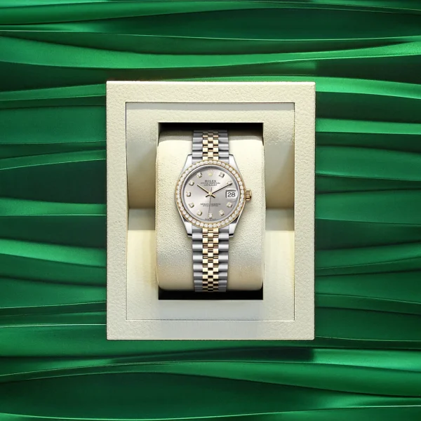 Rolex Datejust 31 Stainless Steel and Yellow Gold Silver Diamond Dial Diamond Bezel Women's Watch M278383RBR-0020-REPLICA - Image 2