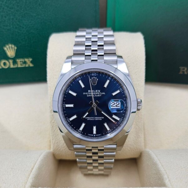 Datejust 41 41mm Smooth Blue Stick Dial Jubilee 126300 2022 - Replica - Image 3