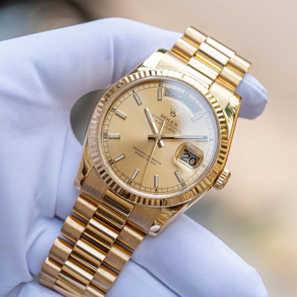 Rolex Day-Date Champagne Dial 18K Yellow Gold President Automatic Men’s Watch - Replica - Image 4