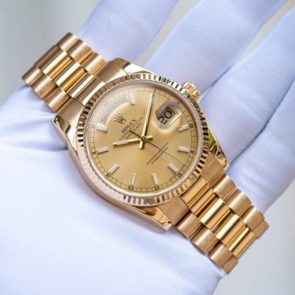 Rolex Day-Date Champagne Dial 18K Yellow Gold President Automatic Men’s Watch - Replica - Image 5